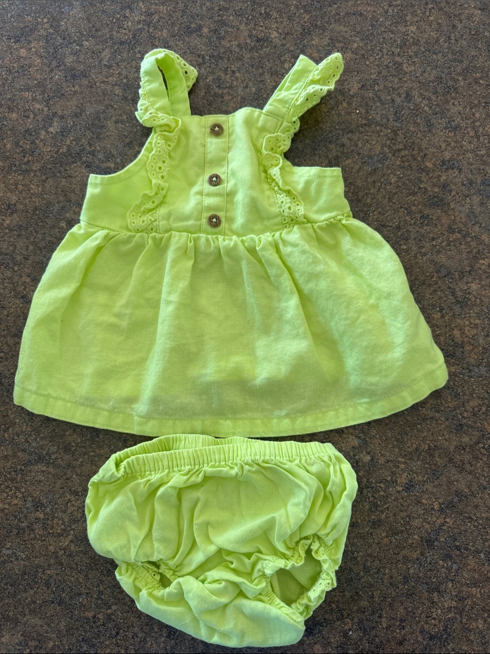 Carter's Neon Lime Ruffle Dress & Bloomer Set
